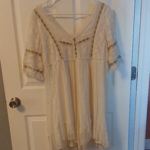 Free People Boho Cream Lace Dress Size M